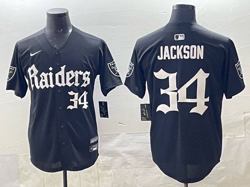 Men 2025 Oakland Raiders #34 Jackson black 6th generation Joint Name Nike Limited NFL Jersey style 05->oakland raiders->NFL Jersey